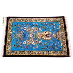 تمام ابریشم قم طرح گلدانی