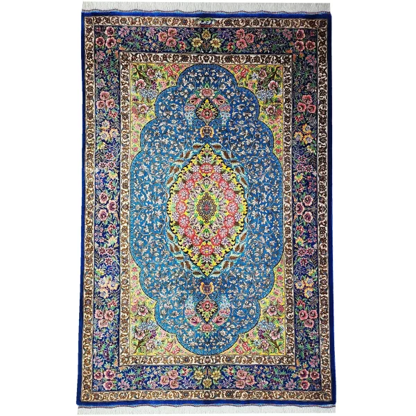 فرش ذرع و چارک تاروپود ابریشم قم