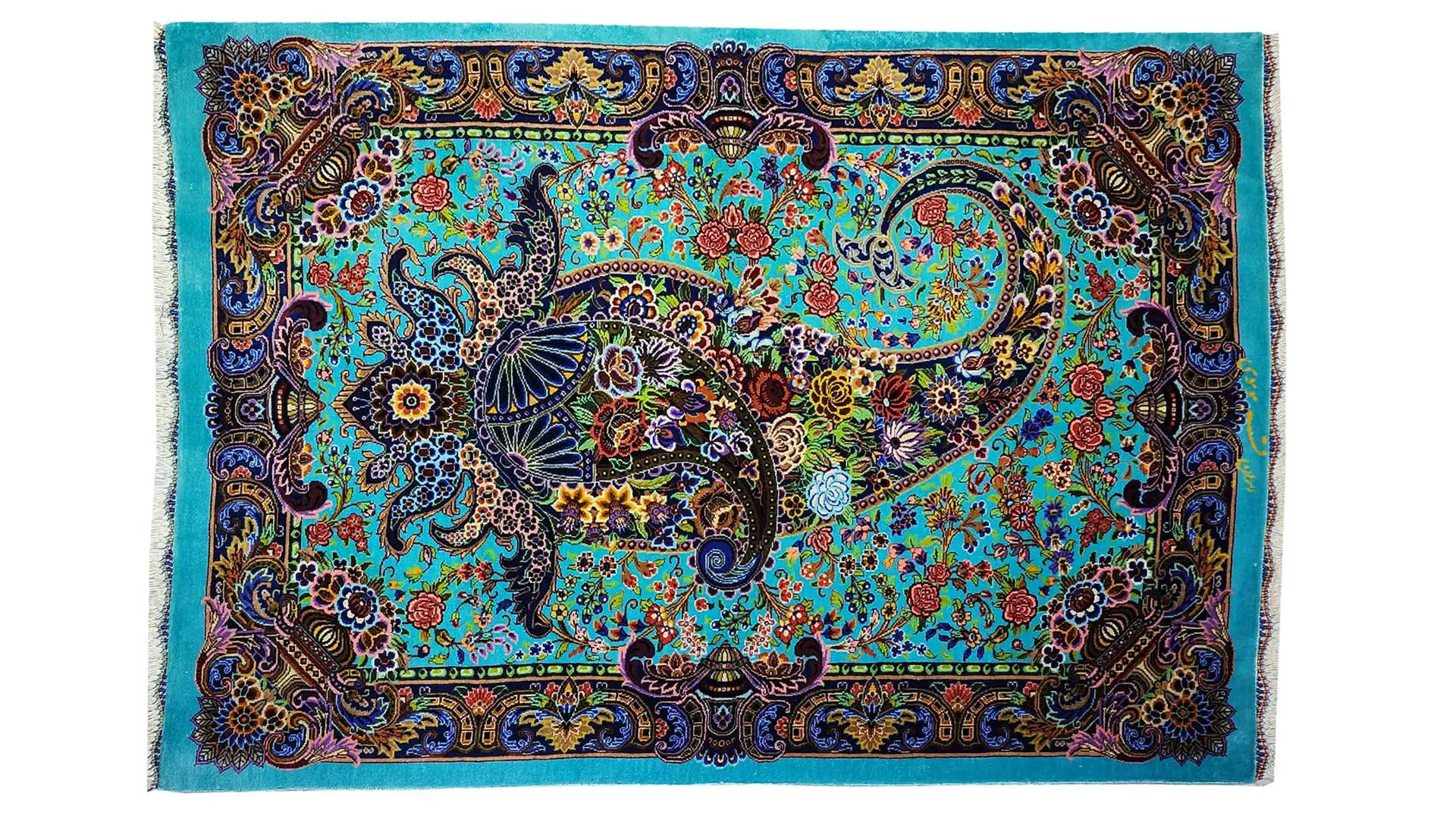 طرح‌ها و نقوش سنتی در فرش ابریشم قم