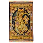 فرش طرح بوته نقشه اشرافی تمام ابریشم قم