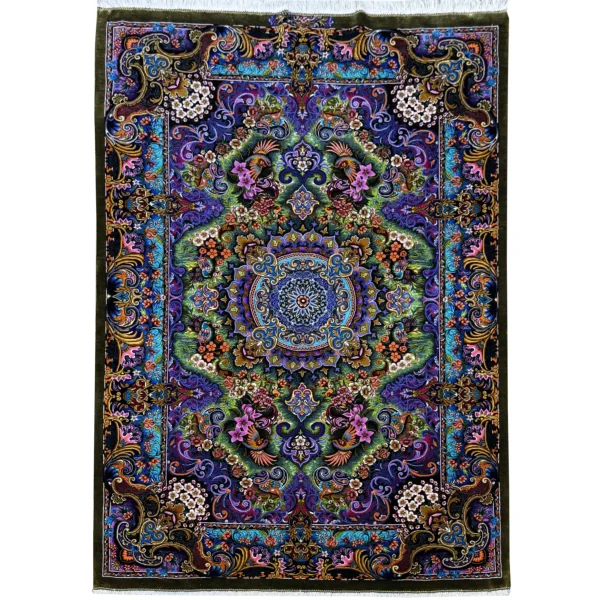 فرش دستباف ابریشم الوان-صورتی - esilkcarpet - بازار آنلاین فرش ابریشم دستباف