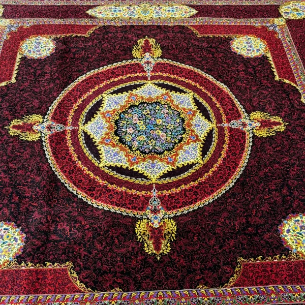 فرش ابریشم دستباف قرمز رنگ بسیار زیبا - esilkcarpet - بازار آنلاین فرش ابریشم دستباف