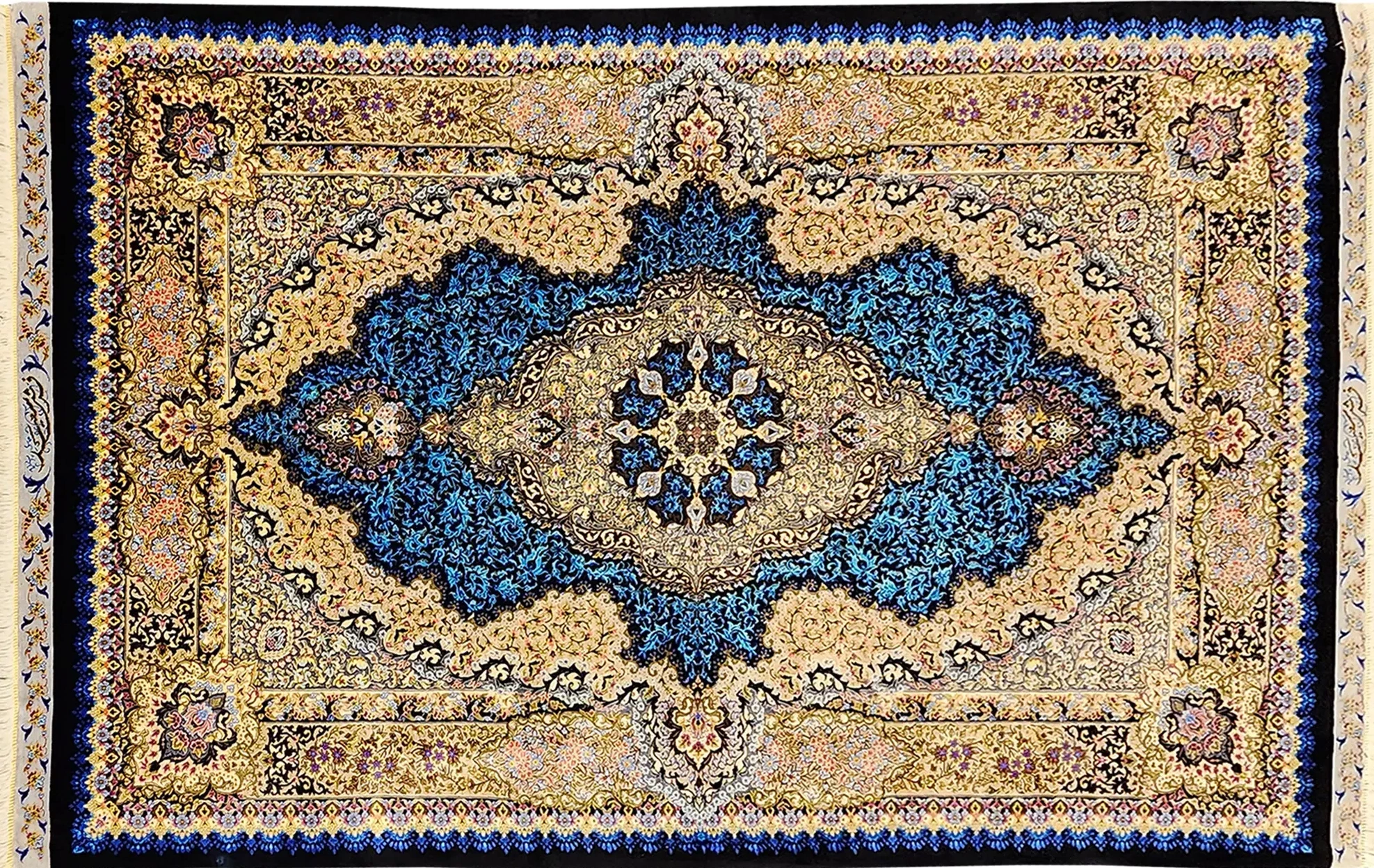 : پذیرایی هتل لوکس با فرش دستباف ایرانی، ترکیبی از زیبایی و عملکرد. برای خرید به esilkcarpet.com سر بزنید - فرشهای دستباف ایرانی در معماری آکوستیک