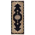 تابلوفرش دستباف ابریشمی 80 رج قم زمینه مشکی سایز 130x35 - خرید از esilkcarpet.com