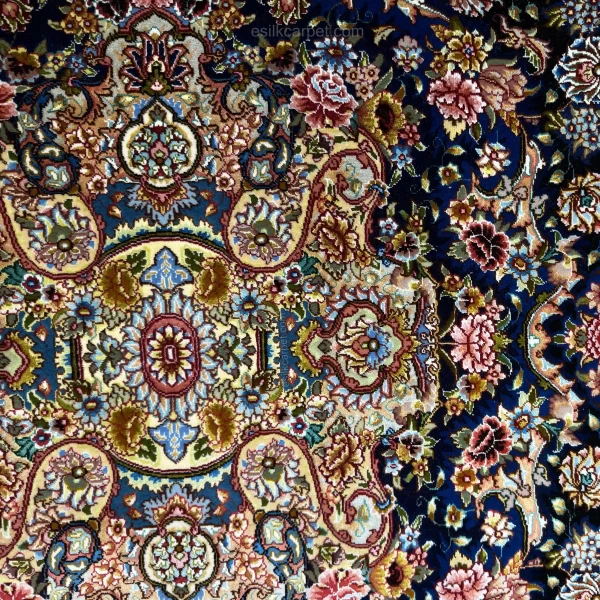 جزئیات بافت دستباف فرش لچک‌بوته تبریز | esilkcarpet.com