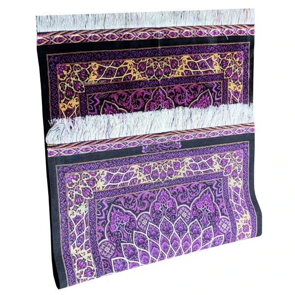 فرش دستباف ابریشم قم با طرح گنبد بنفش، نماد زیبایی و لطافت – esilkcarpet.com
