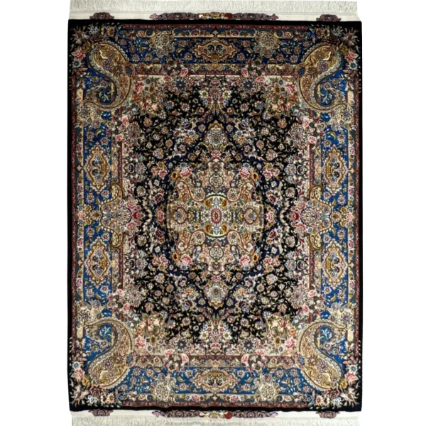 نقش و نگار اصیل در فرش سالاری لچک‌بوته دومتن دستباف تبریز | esilkcarpet.com
