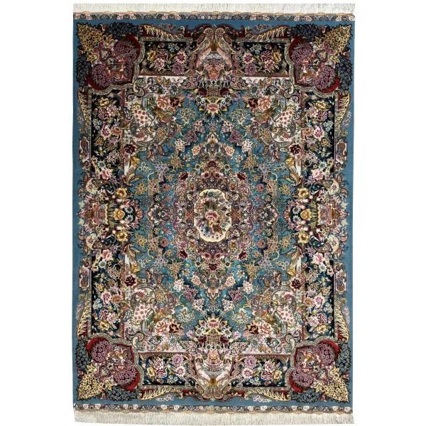 طراحی منحصر‌به‌فرد حاشیه فرش سالاری طرح بوستان مهر دستباف تبریز – esilkcarpet.com