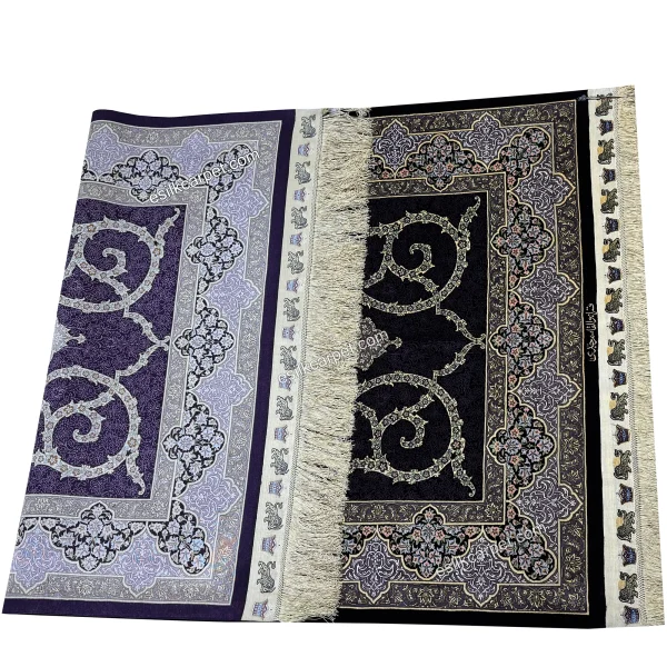 فرش ترنج بنفش با گلیم بافت 164*102 سانتیمتر، یک انتخاب عالی برای دکوراسیون شیک و متفاوت. مناسب برای فضاهای مدرن و کلاسیک. برای خرید به esilkcarpet.com مراجعه کنید.