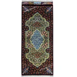 تابلوفرش ابریشم لچک ترنج زرشکی،رانر کلاسیک دستباف 105*44سانتیمتر