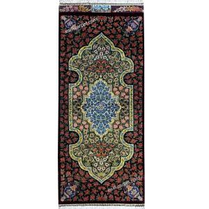 تابلوفرش ابریشم لچک ترنج زرشکی،رانر کلاسیک دستباف 105*44سانتیمتر