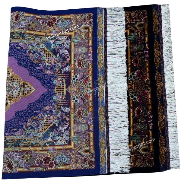 فرش لچک ترنج لور سرمه‌ای 79*120 سانتیمتر، انتخابی شیک برای دکوراسیون داخلی با رنگ سرمه‌ای جذاب. به سایت esilkcarpet.com سر بزنید.
