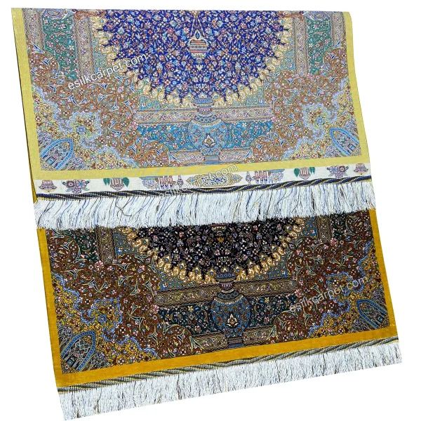 فرش ترنج لور خردلی 81*128 سانتیمتر تمام ابریشم قم، با طراحی زیبا و بافتی ظریف از ابریشم طبیعی، بهترین انتخاب برای دکوراسیون منزل شما است. از esilkcarpet.com دیدن کنید.