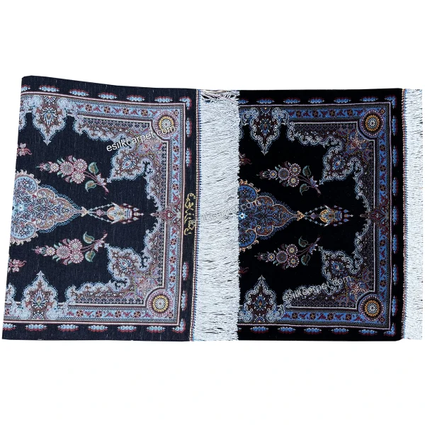 رانر ابریشم ترنج مشکی 45*102 سانتیمتر برای دکور لاکچری سنتی – esilkcarpet.com