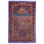 فرش دستباف ابریشم اصل طرح محراب بنفش 57*91سانتیمتر