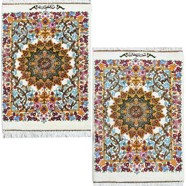 زیرتلفنی تمام ابریشم طبیعی لچک ترنج کرم دکوراتیو 42*29سانتیمتر