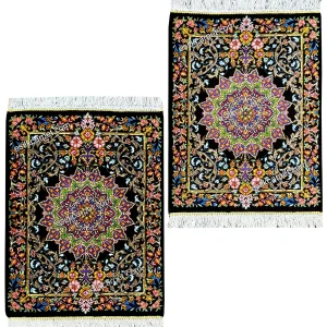 زیرتلفنی تمام ابریشم نایاب طرح ترنج قهوه‌ای سوخته 39*29سانتیمتر