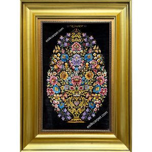 فرش دستباف ابریشم طرح گلدانی نفیس سایز ۸۳×۶۱ سانتی‌متر با طراحی منحصر به فرد – esilkcarpet.com