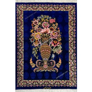 تابلوفرش گلدانی سرمه‌ای مارک سمیعی قم