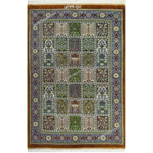 فرش دستباف طرح خشتی دارچینی