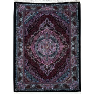 قالیچه پرده تمام ابریشم اصل طرح لچکترنج، سایز دقیق 228*150 سانتیمتر - esilkcarpet.com