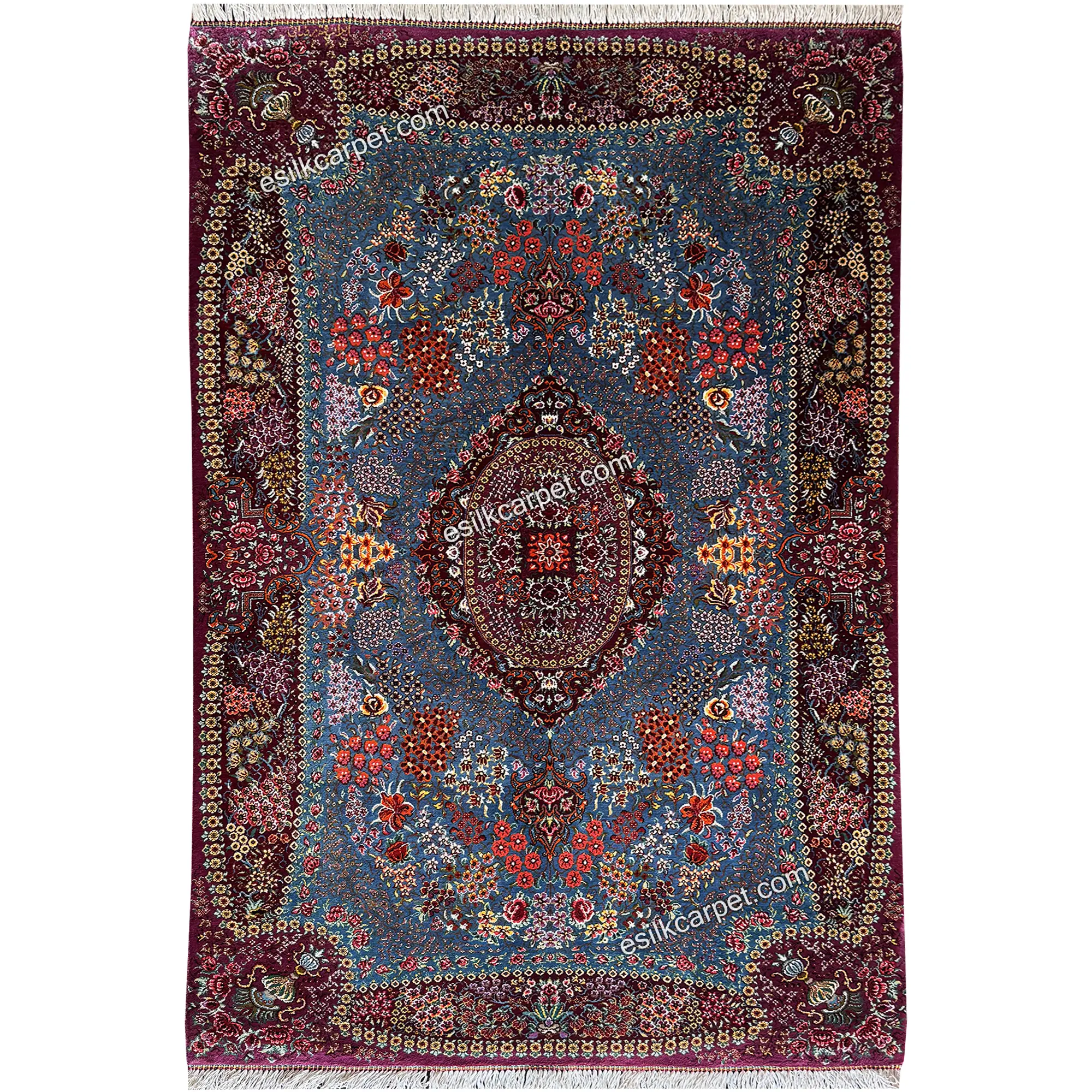 فرش تمام ابریشم اصل مراغه، شسته و آماده تحویل، سایز 117*78.5 سانتیمتر - esilkcarpet.com