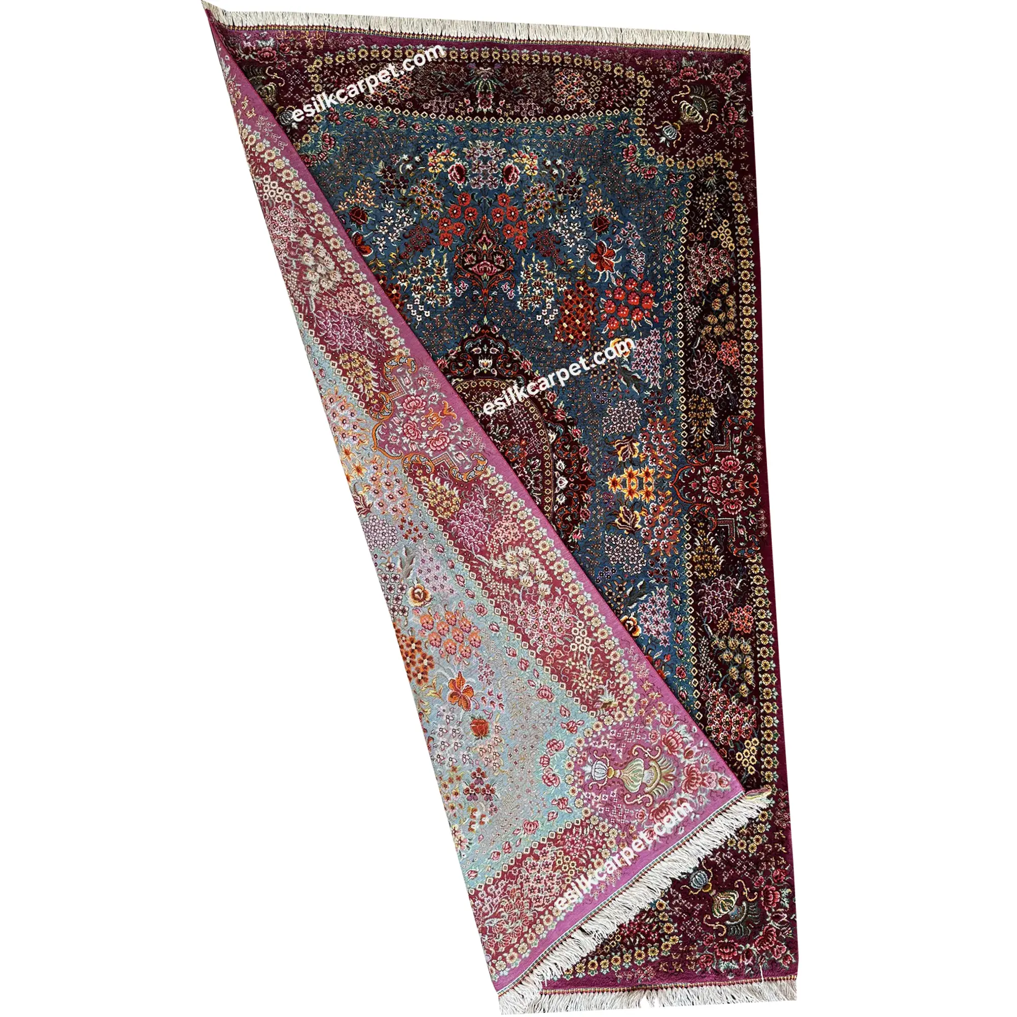 فرش تمام ابریشم اصل مراغه، شسته و آماده تحویل، سایز 117*78.5 سانتیمتر - esilkcarpet.com