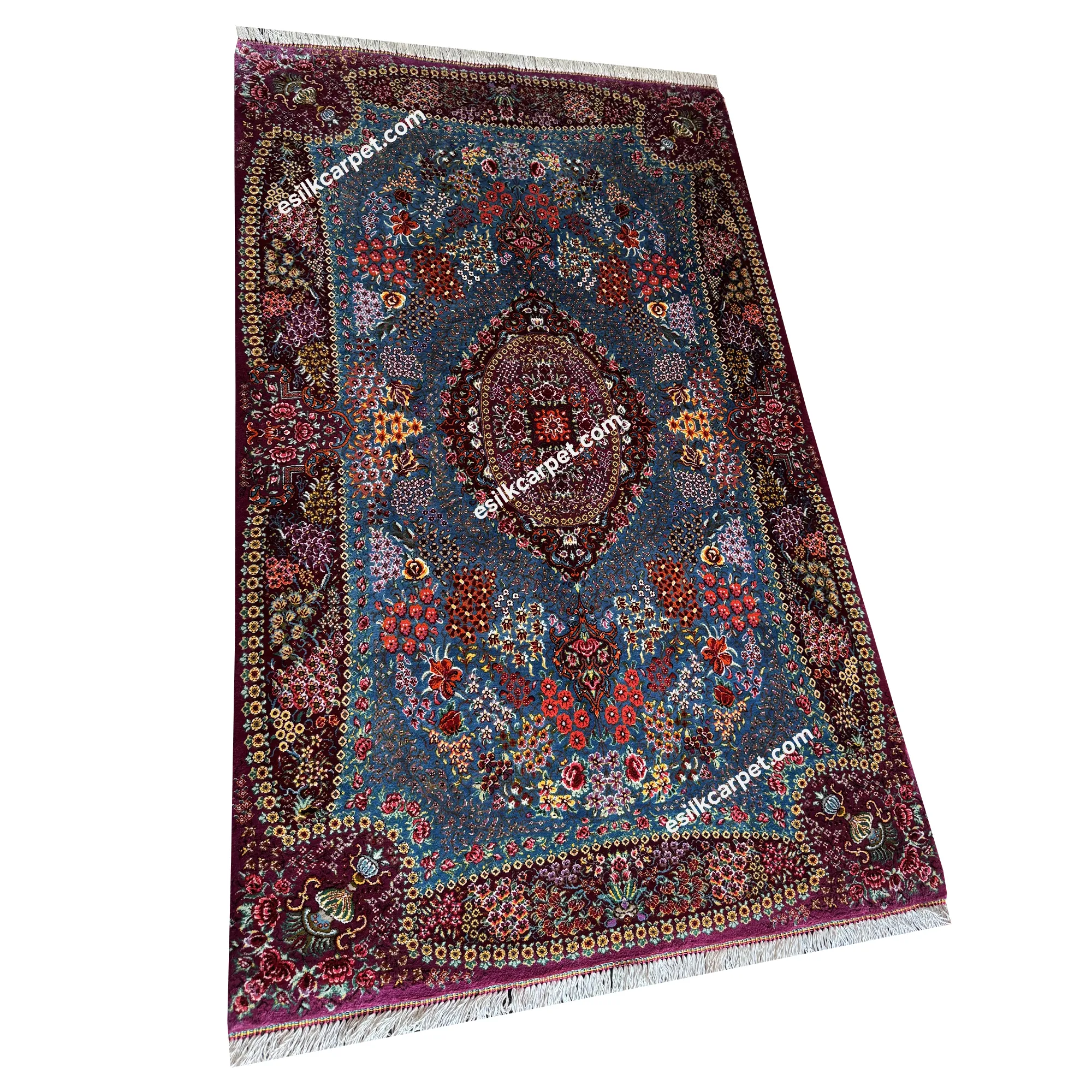 فرش تمام ابریشم اصل مراغه، شسته و آماده تحویل، سایز 117*78.5 سانتیمتر - esilkcarpet.com