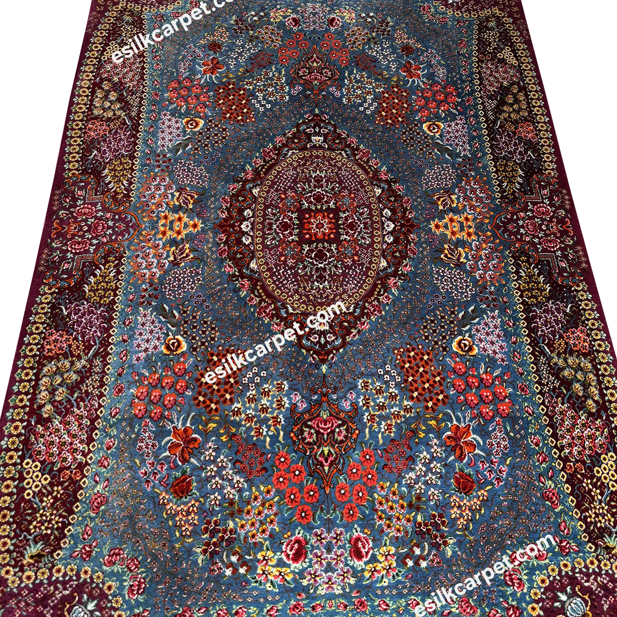 فرش تمام ابریشم اصل مراغه، شسته و آماده تحویل، سایز 117*78.5 سانتیمتر - esilkcarpet.com