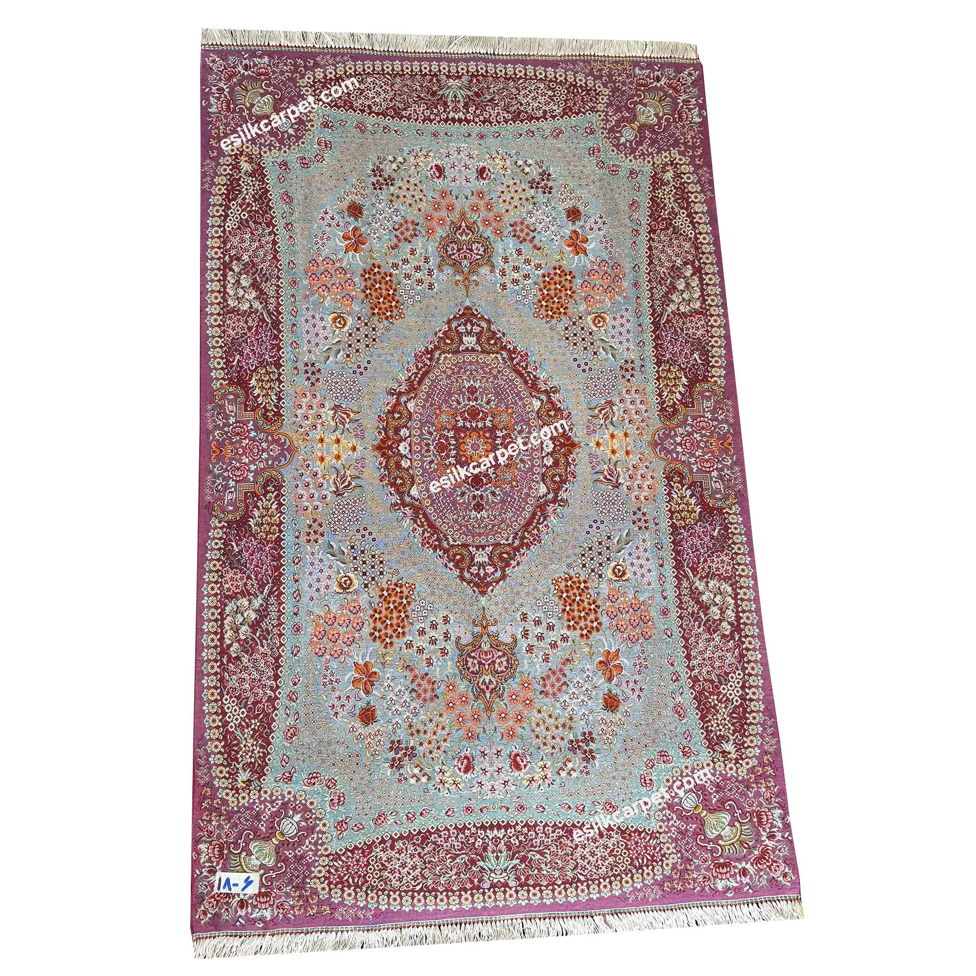 فرش تمام ابریشم اصل مراغه، شسته و آماده تحویل، سایز 117*78.5 سانتیمتر - esilkcarpet.com