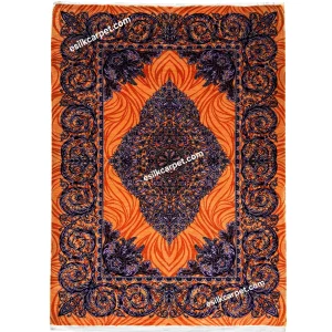 ذرعوچارک تمام ابریشم اصل طرح لچکترنج مراغه، سایز دقیق 115*82 سانتیمتر، کد محصول B247، (خام) - esilkcarpet.com