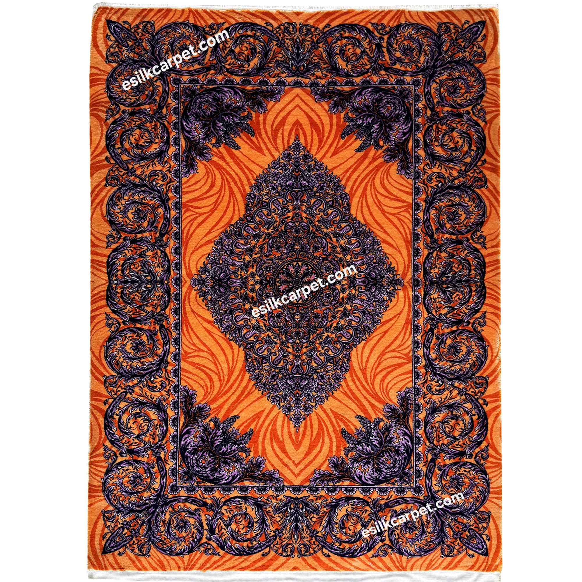 ذرعوچارک تمام ابریشم اصل طرح لچکترنج مراغه، سایز دقیق 115*82 سانتیمتر، کد محصول B247، (خام) - esilkcarpet.com