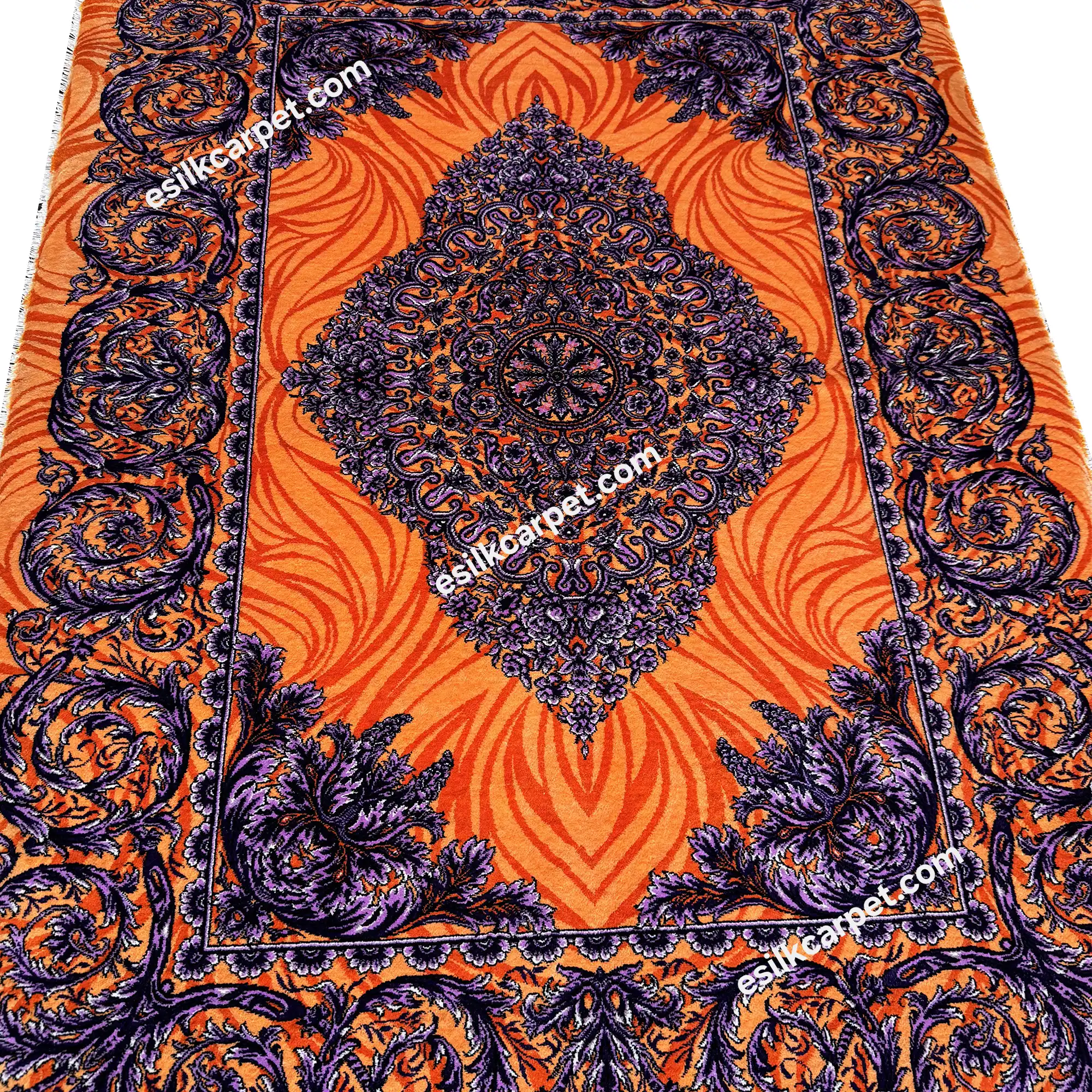 ذرعوچارک تمام ابریشم اصل طرح لچکترنج مراغه، سایز دقیق 115*82 سانتیمتر، کد محصول B247، (خام) - esilkcarpet.com
