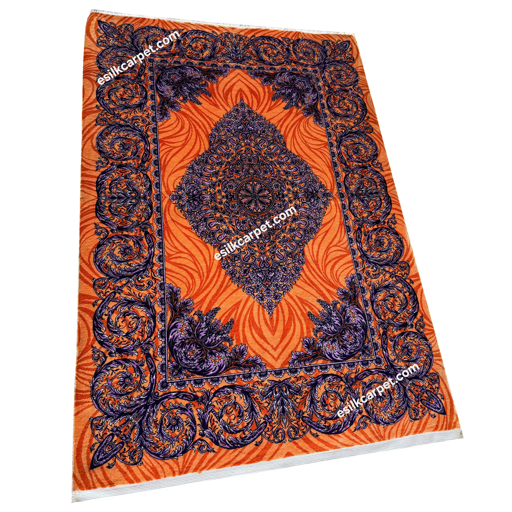 ذرعوچارک تمام ابریشم اصل طرح لچکترنج مراغه، سایز دقیق 115*82 سانتیمتر، کد محصول B247، (خام) - esilkcarpet.com
