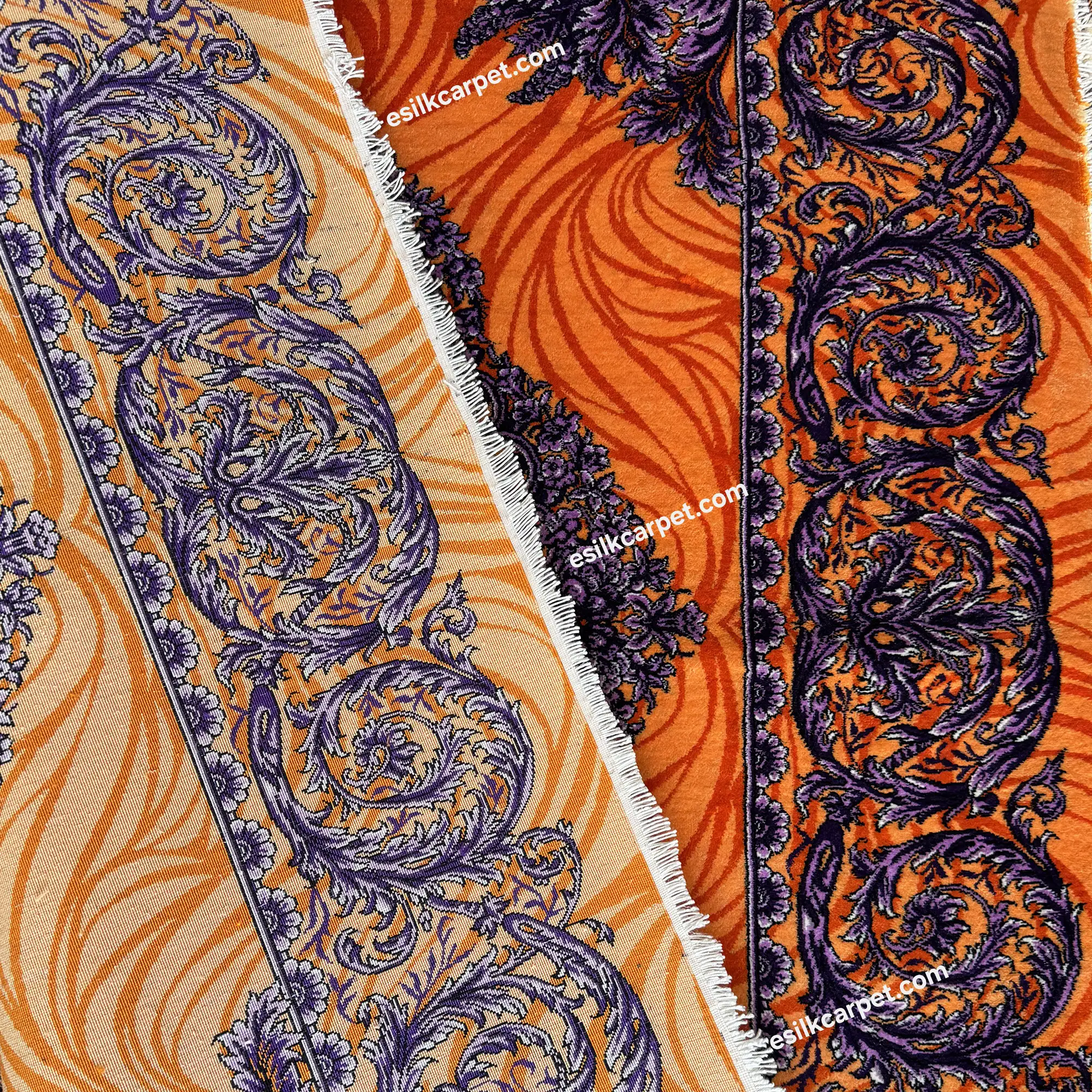 ذرعوچارک تمام ابریشم اصل طرح لچکترنج مراغه، سایز دقیق 115*82 سانتیمتر، کد محصول B247، (خام) - esilkcarpet.com