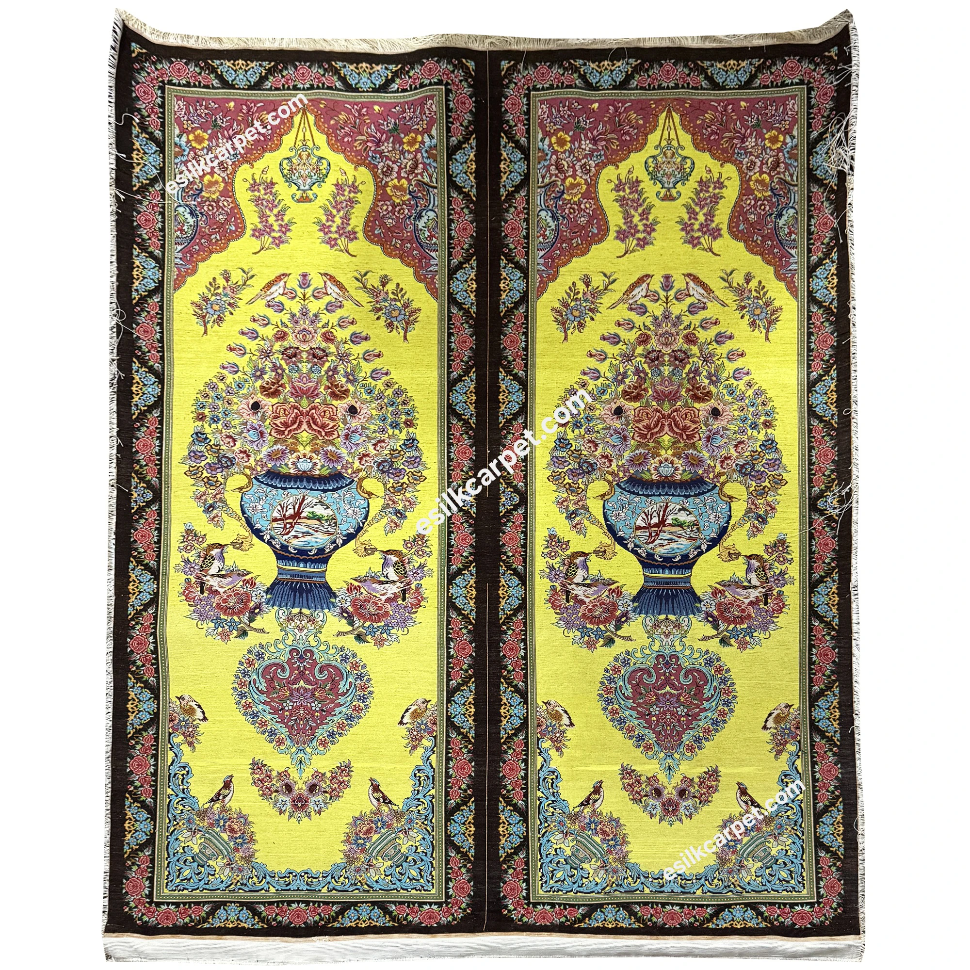 تابلوفرش ستونی طرح گلدانی تاروپود - esilkcarpet.com