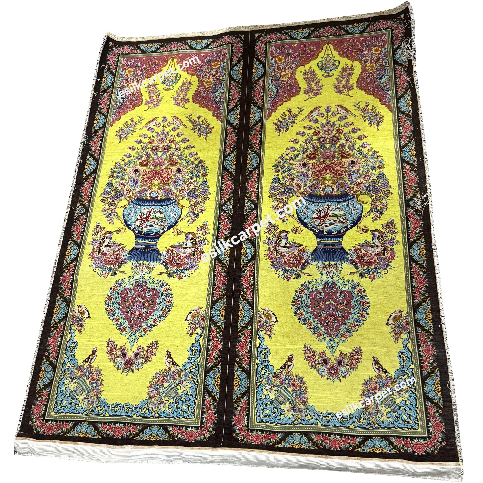 تابلوفرش ستونی طرح گلدانی تاروپود - esilkcarpet.com