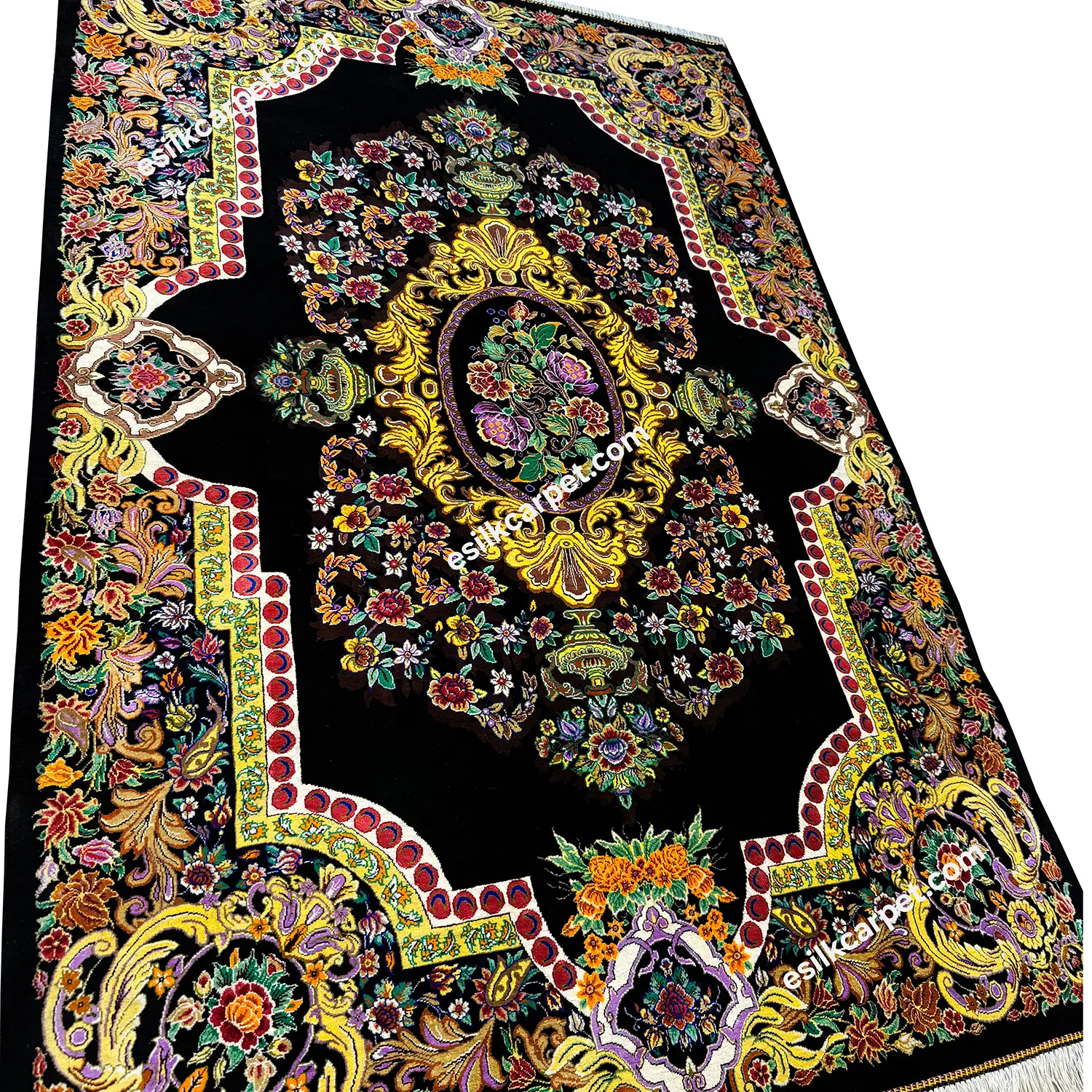 ذرعونیم تاروپود تمام ابریشم ترنجی اعلا - esilkcarpet.com