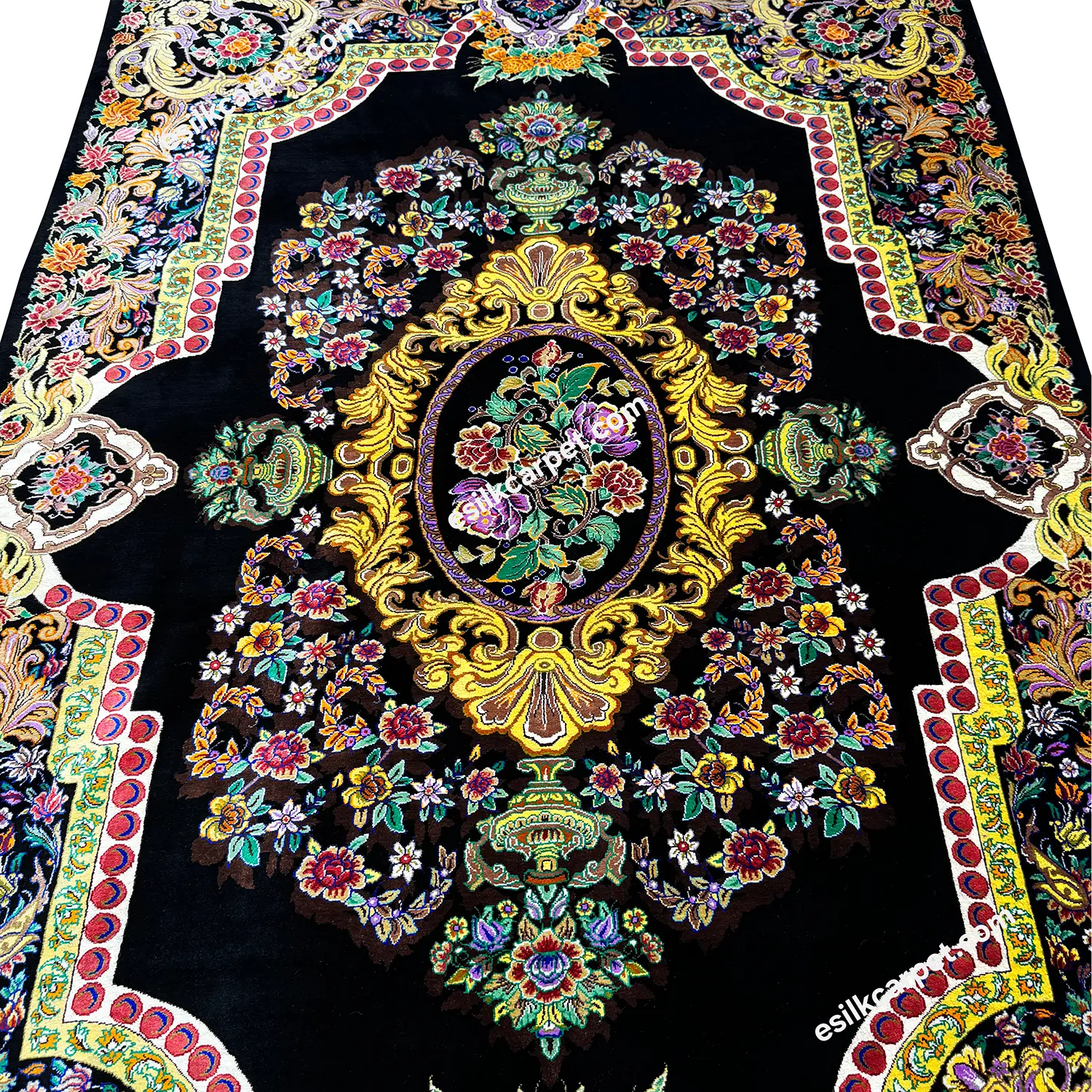 ذرعونیم تاروپود تمام ابریشم ترنجی اعلا - esilkcarpet.com
