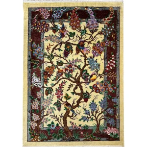پشتی درختی طلایی تاروپود تمام ابریشم